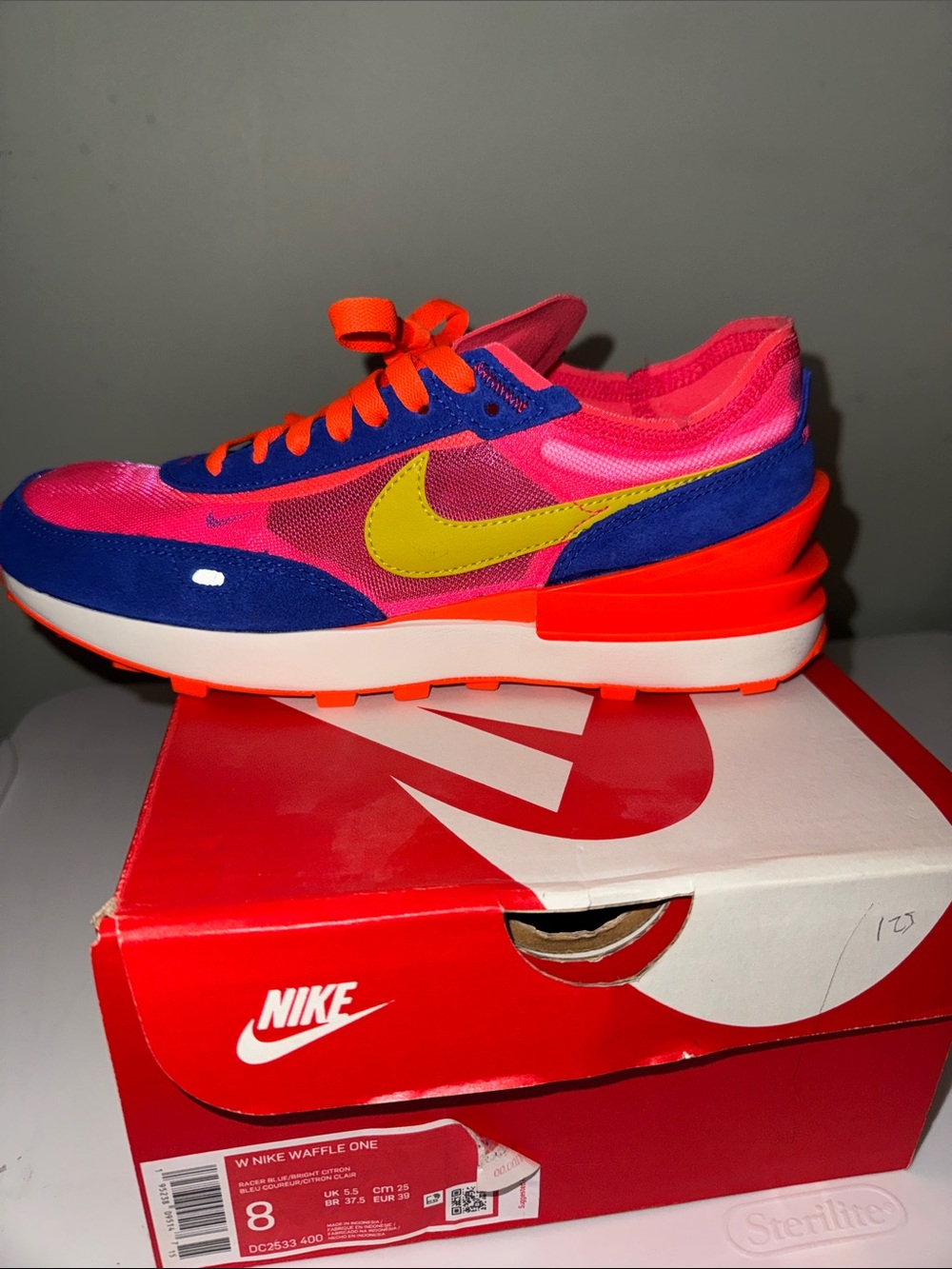 Nike Women's Waffle One Sneaker - Pink, Blue & Yellow